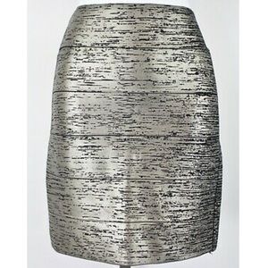 BCBGMAXAZRIA Black & silver metallic bodycon skirt